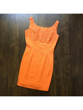 Vintage 1990's Carmen Marc Valvo Collection Orange Cocktail Formal Party Dress 6
